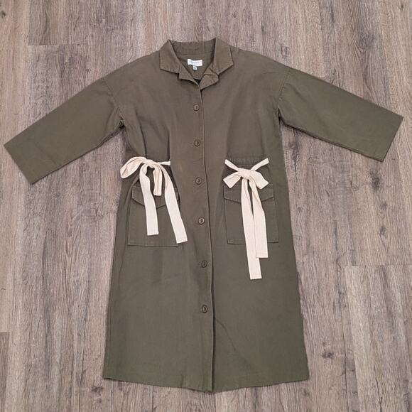 Anthropologie Harlyn Army Green Military Jacket Blazer with Bow Detail XSmall XS - Picture 3 of 8